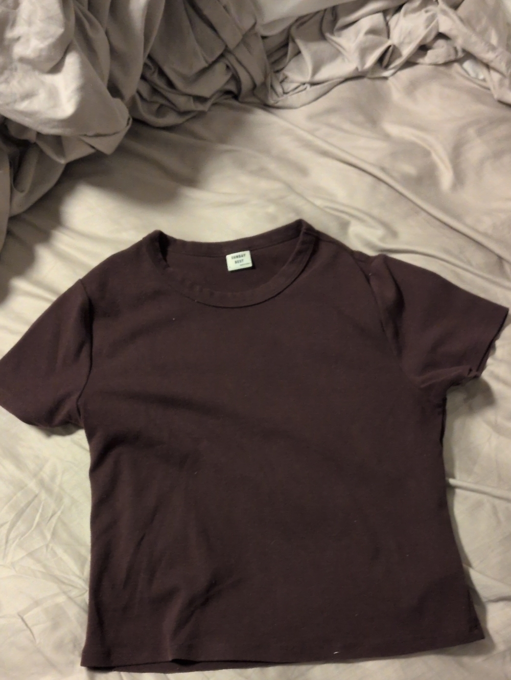 Aritzia Sunday's Best Short Sleeve Tee Burgundy L